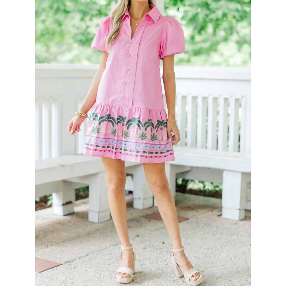 NEW TCEC talia tropical hem mini dress in pink - Picture 2 of 9